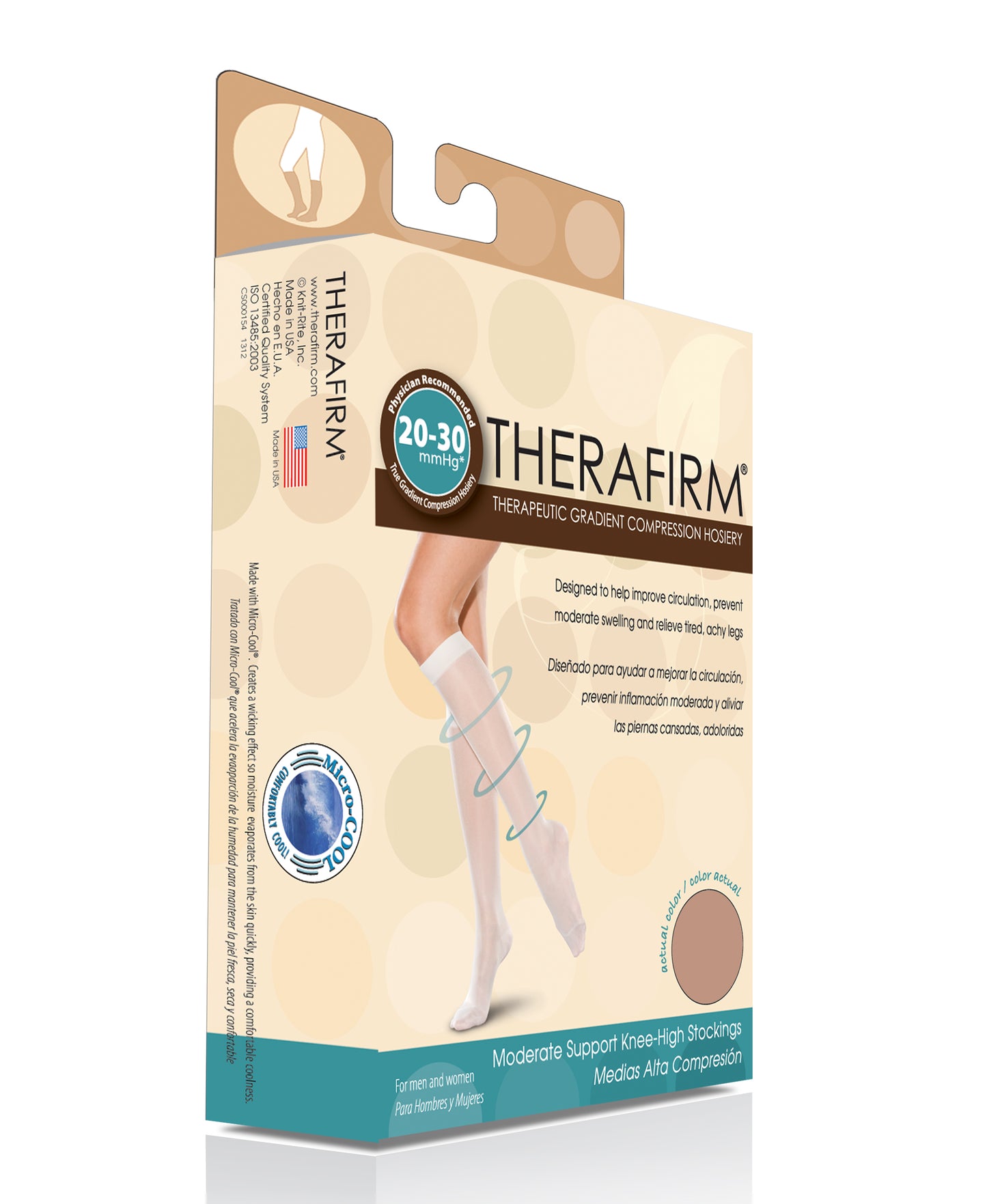 Therafirm Unisex Knee-High Stockings Moderate Support 20-30mmHg