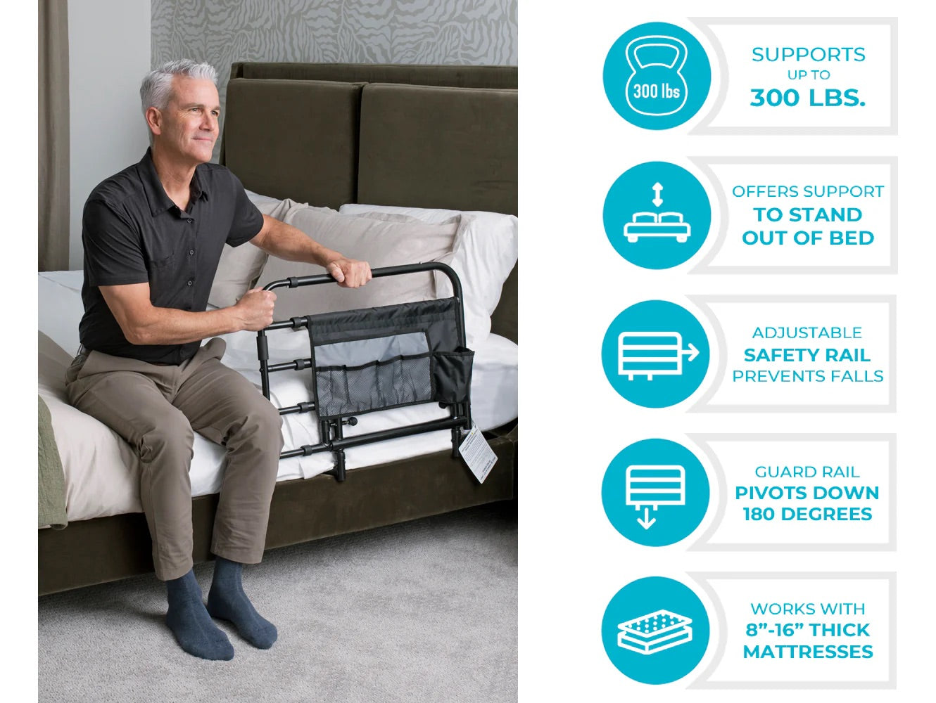 Wonder Pivot Bed Rail - Tall