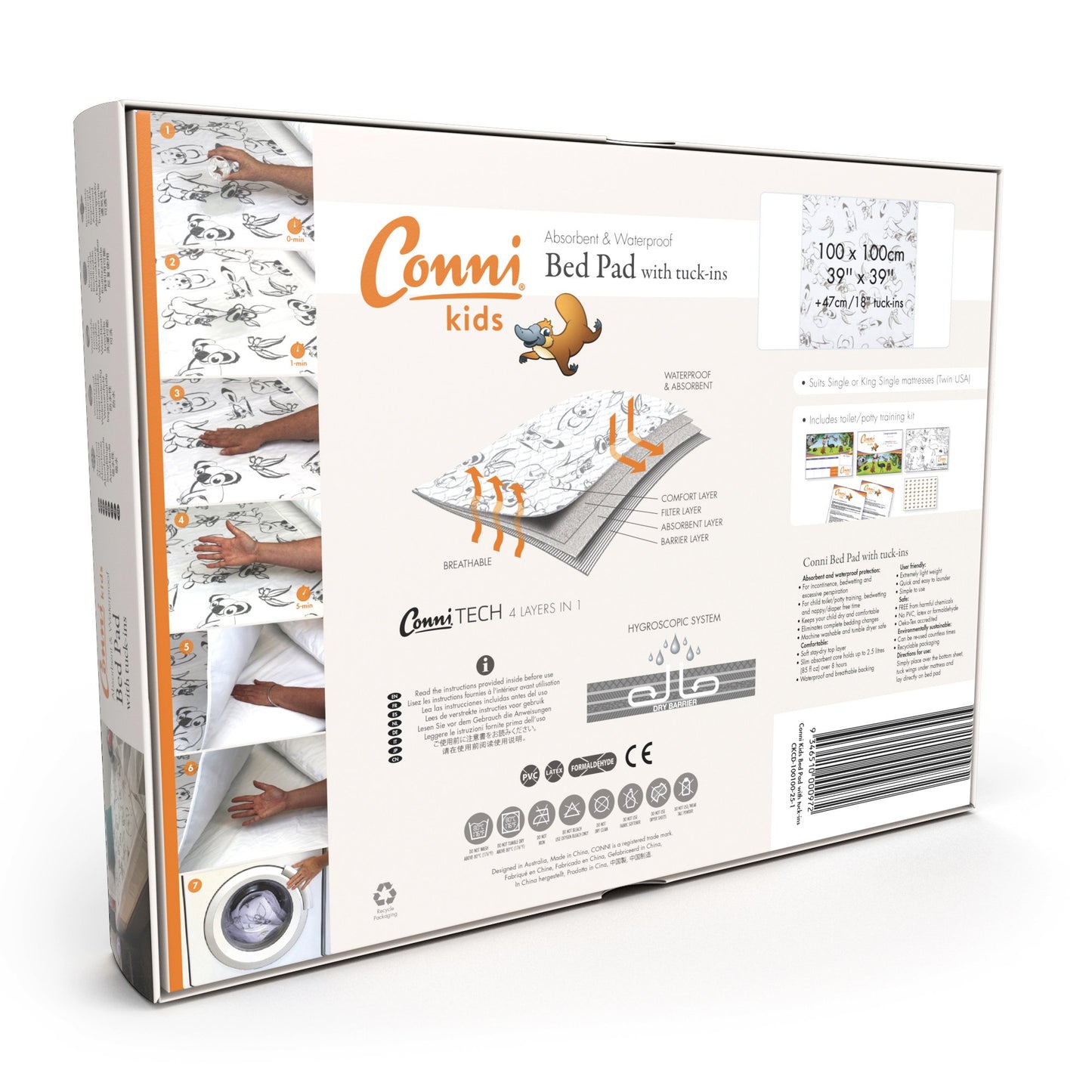 Conni Kids Bed Pad with Tuck-Ins (Aussie Animals)