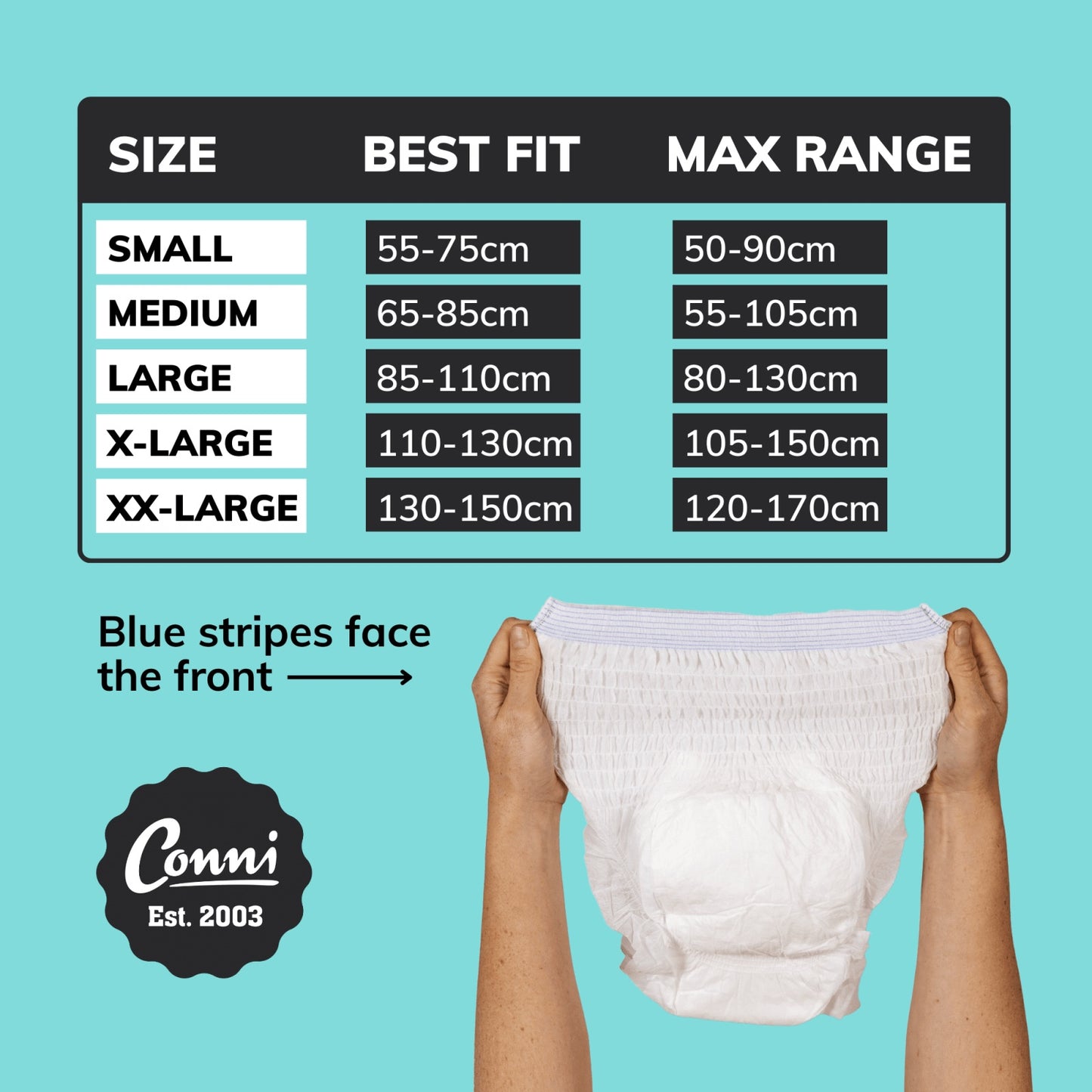 Conni Pull-Ons Medium - Carton of 128 (8 Packs)