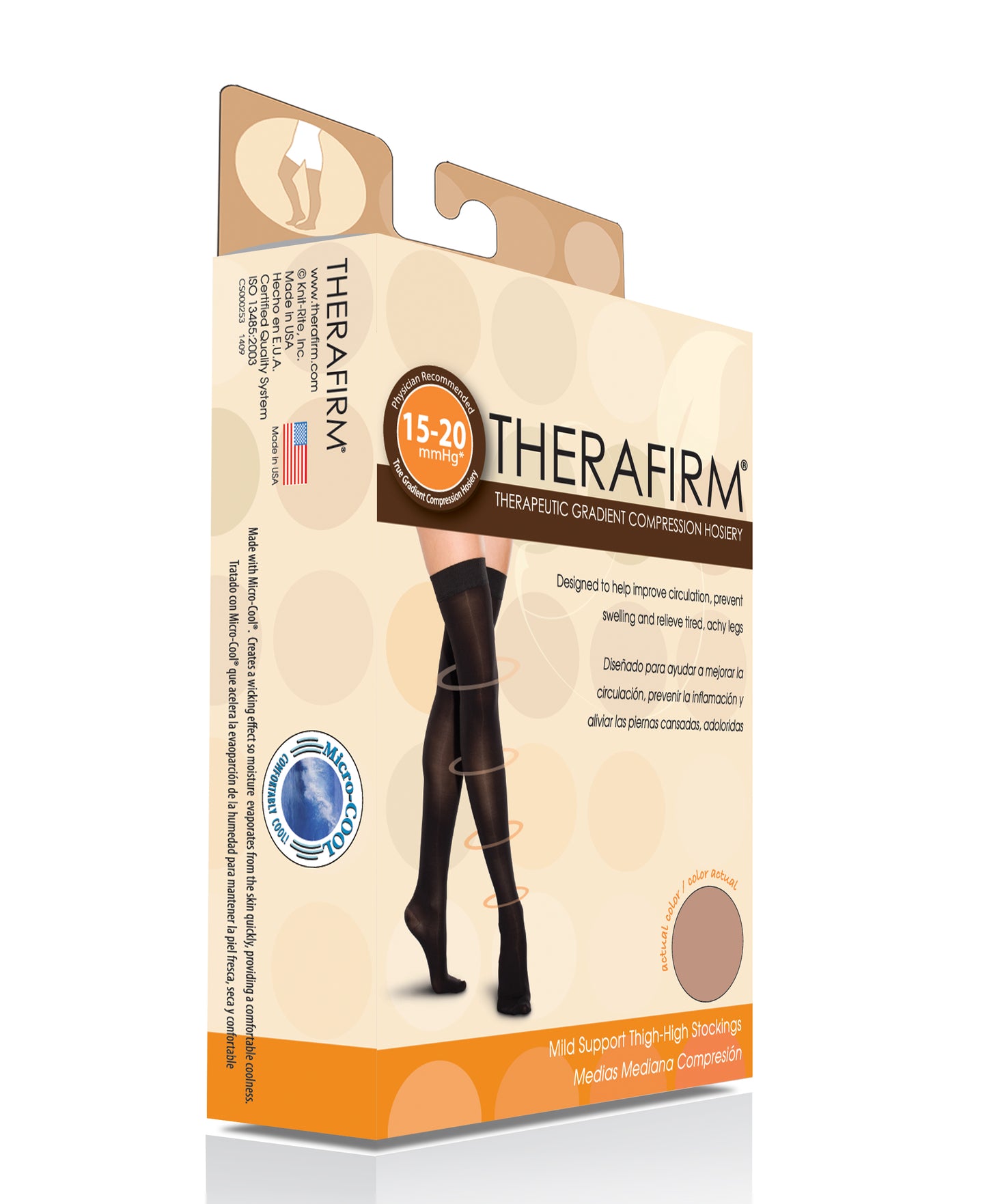 Therafirm Unisex Thigh-High Stockings Closed Toe Mild Support 15-20mmHg