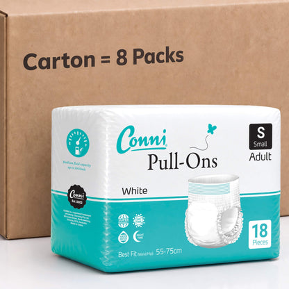 Conni Pull-Ons Small - Carton of 144 (8 Packs)
