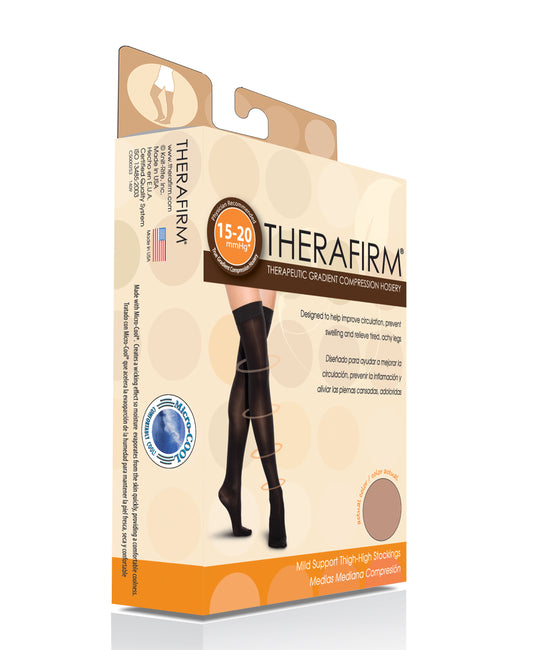 Therafirm Unisex Thigh-High Stockings Closed Toe Mild Support 15-20mmHg