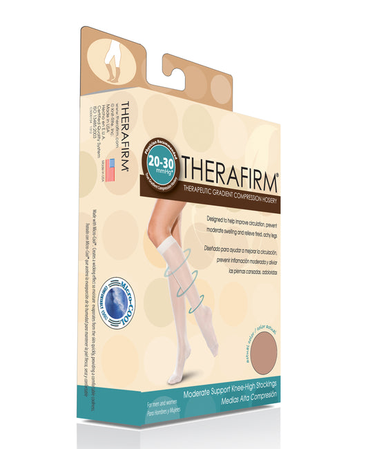 Therafirm Unisex Knee-High Stockings Moderate Support 20-30mmHg